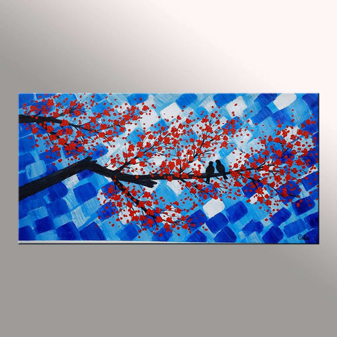 Love Birds Painting, Original Wall Art, Bedroom Painting, Large Art, Canvas Art, Wall Art, Original Art, Canvas Painting, Abstract Art, 394-artworkcanvas