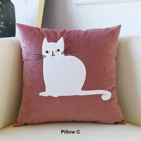Cat Decorative Throw Pillows for Couch, Modern Sofa Decorative Pillows, Lovely Cat Pillow Covers for Kid's Room, Modern Decorative Throw Pillows-artworkcanvas