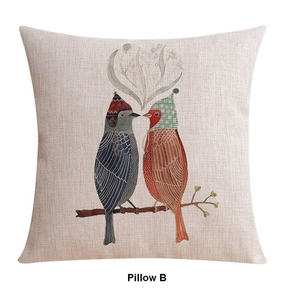 Decorative Sofa Pillows for Children's Room, Love Birds Throw Pillows for Couch, Singing Birds Decorative Throw Pillows, Embroider Decorative Pillow Covers-artworkcanvas