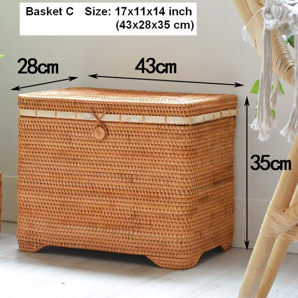 Rectangular Storage Basket, Storage Baskets for Bedroom, Large Laundry Storage Basket for Clothes, Rattan Baskets, Storage Baskets for Shelves-artworkcanvas