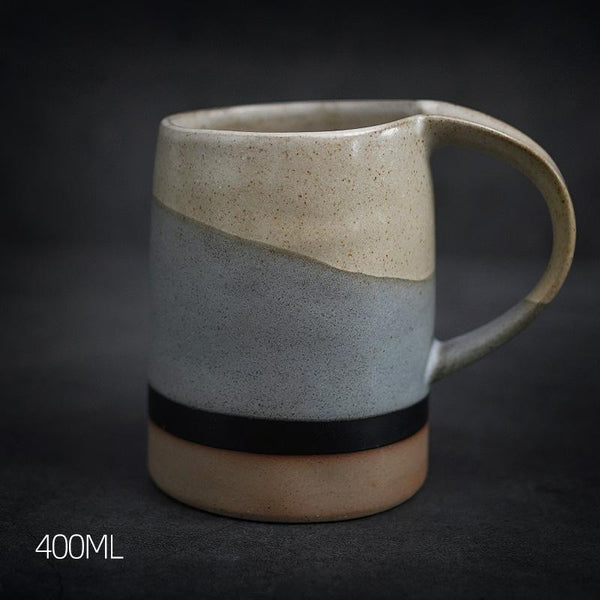 Black Pottery Coffee Cup, Ceramic Coffee Mug, Latte Coffee Cup, Handmade Coffee Cup, Large Tea Cup-artworkcanvas