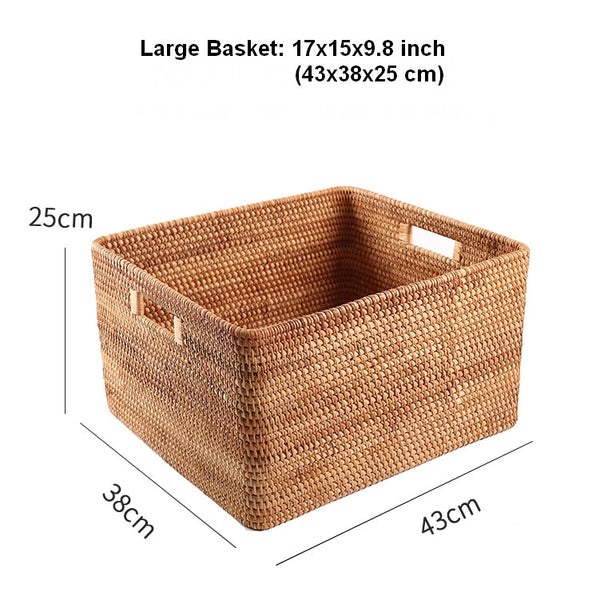 Large Storage Basket for Living Room, Kitchen Storage Baskets, Woven Storage Basket for Shelves, Rattan Storage Baskets for Toys-artworkcanvas