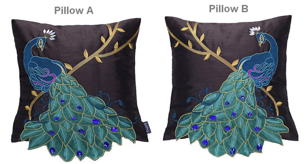 Decorative Pillows for Couch, Beautiful Decorative Throw Pillows, Embroider Peacock Cotton and linen Pillow Cover, Decorative Sofa Pillows-artworkcanvas