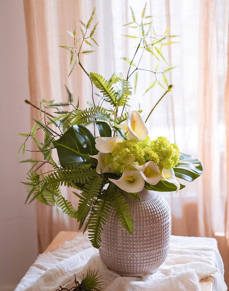 Calla Lily, Monstera, Fern leaf, Aglaia Odorata Flowers, Beautiful Modern Flower Arrangement for Home Decoration, Simple Artificial Floral for Living Room-artworkcanvas