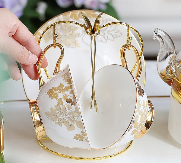 Beautiful British Tea Cups, Traditional English Tea Cups and Saucers, Bone China Porcelain Tea Cup Set, Elegant Ceramic Coffee Cups-artworkcanvas