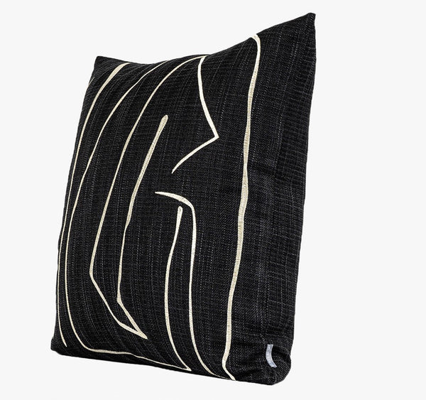 Geometric Square Modern Throw Pillows for Couch, Abstract Black Decorative Throw Pillows, Large Contemporary Throw Pillow for Interior Design-artworkcanvas