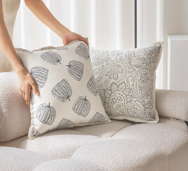Modern Sofa Pillows, Decorative Throw Pillows for Couch, Embroider Flower Pillow Covers, Farmhouse Flower Decorative Pillows-artworkcanvas