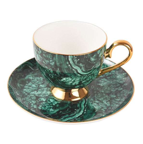 Beautiful British Green Tea Cups, Unique Porcelain Cup and Saucer, Royal Ceramic Coffee Cups, Creative Bone China Porcelain Tea Cup Set-artworkcanvas