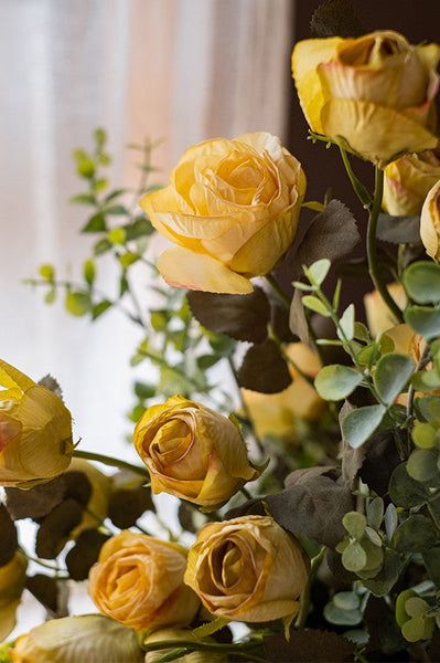 Bunch of Yellow Rose Flowers, Artificial Floral for Dining Room Table, Bedroom Flower Arrangement Ideas, Botany Plants, Creative Flower Arrangement Ideas for Home Decoration, Wedding Flowers-artworkcanvas