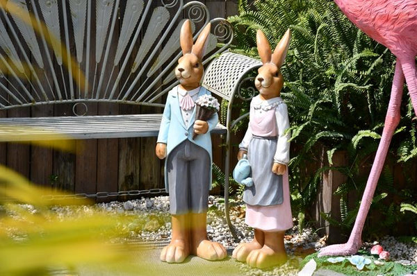 Extra Large Rabbit Couple Statue, Rabbit Statues, Animal Statue for Garden Ornament, Villa Courtyard Decor, Outdoor Decoration, Garden Ideas-artworkcanvas