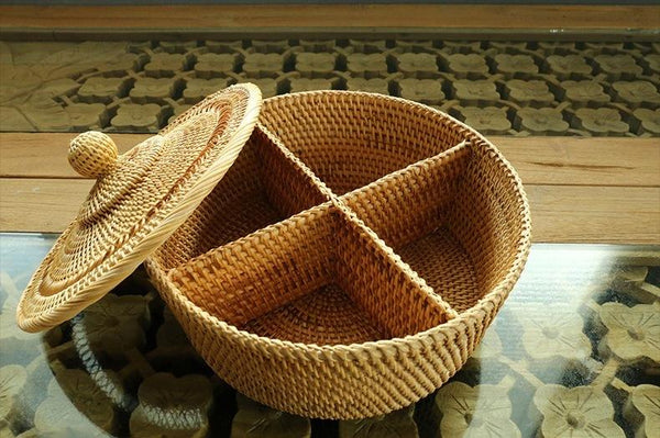 Indonesia Woven Storage Basket, Small Food and Snacks Basket, Kitchen Storage Basket, Storage Basket for Dining Room-artworkcanvas