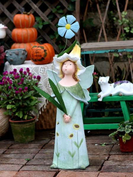 Garden Figure Sculpture Statues, Flower Fairy Statue for Garden Ornaments, Garden Decoration Ideas, Villa Courtyard Decor, Outdoor Garden Decoration-artworkcanvas