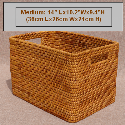 Large Woven Basket with Handle, Vietnam Traditional Handmade Rattan Wicker Storage Basket - Silvia Home Craft