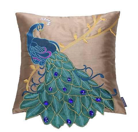 Beautiful Decorative Throw Pillows, Embroider Peacock Cotton and linen Pillow Cover, Decorative Sofa Pillows, Decorative Pillows for Couch-artworkcanvas