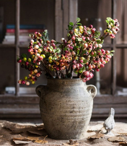 Cranberry Fruit Branch, Flower Arrangement Ideas for Living Room, Unique Artificial Flowers for Home Decoration, Spring Artificial Floral for Bedroom-artworkcanvas