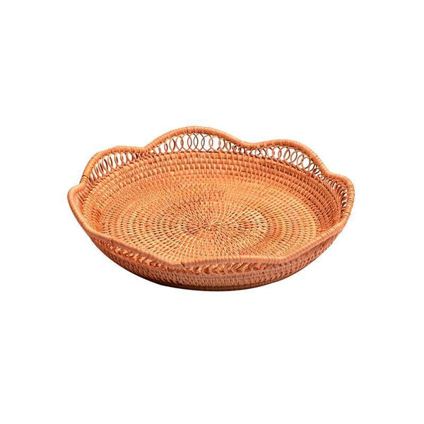 Woven Rattan Basket, Fruit Storage Basket, Woven Round Storage Basket, Storage Baskets for Kitchen-artworkcanvas