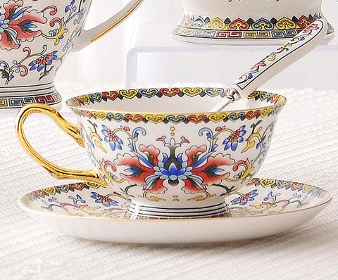 Bohemia Ceramic Coffee Cups, Creative Ceramic Cups, China Porcelain Tea Cup Set, Unique Afternoon Tea Cups and Saucers-artworkcanvas