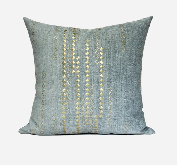 Grey Blue Decorative Throw Pillow for Couch, Large Square Pillows, Modern Sofa Pillows, Simple Modern Throw Pillows for Couch-artworkcanvas