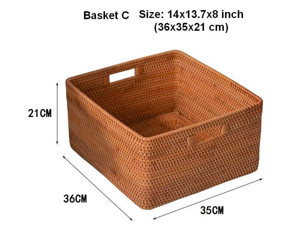 Rattan Storage Baskets, Storage Basket for Shelves, Rectangular Storage Basket for Toys, Storage Baskets for Kitchen, Storage Baskets for Bedroom-artworkcanvas
