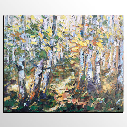 Autumn Forest Art, Abstract Painting, Landscape Painting, Canvas Wall Art, Oil Painting-artworkcanvas