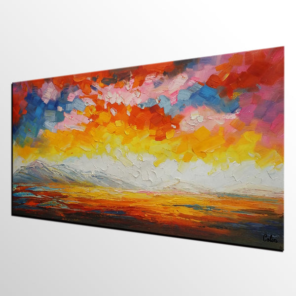 Canvas Art, Abstract Art, Sunrise Landscape Painting, Large Artwork-artworkcanvas