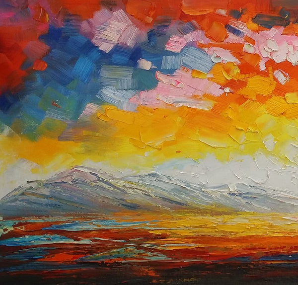 Canvas Art, Abstract Art, Sunrise Landscape Painting, Large Artwork-artworkcanvas
