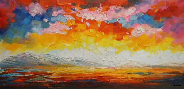 Canvas Art, Abstract Art, Sunrise Landscape Painting, Large Artwork-artworkcanvas