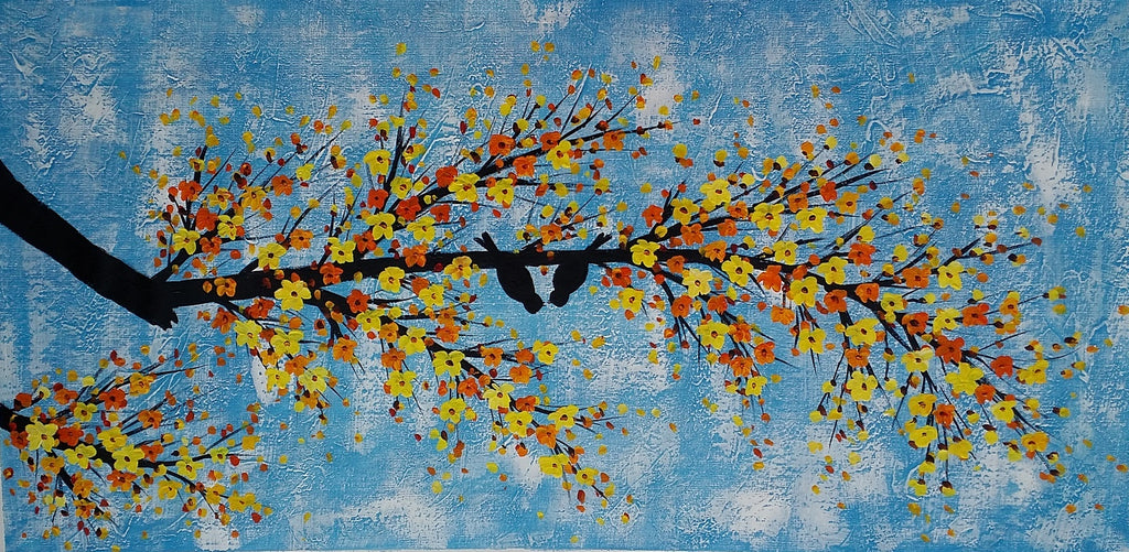 Abstract Art, Love Birds Painting, Canvas Wall Art, Original Painting, –  artworkcanvas