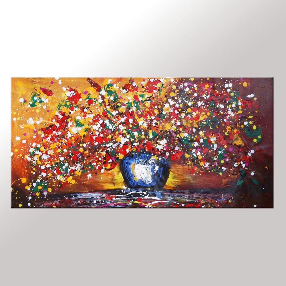 Flower Painting, Sill Life Art, Bedroom Art, Large Art, Canvas Art, Wall Art, Canvas Artwork, Canvas Painting, 422-artworkcanvas