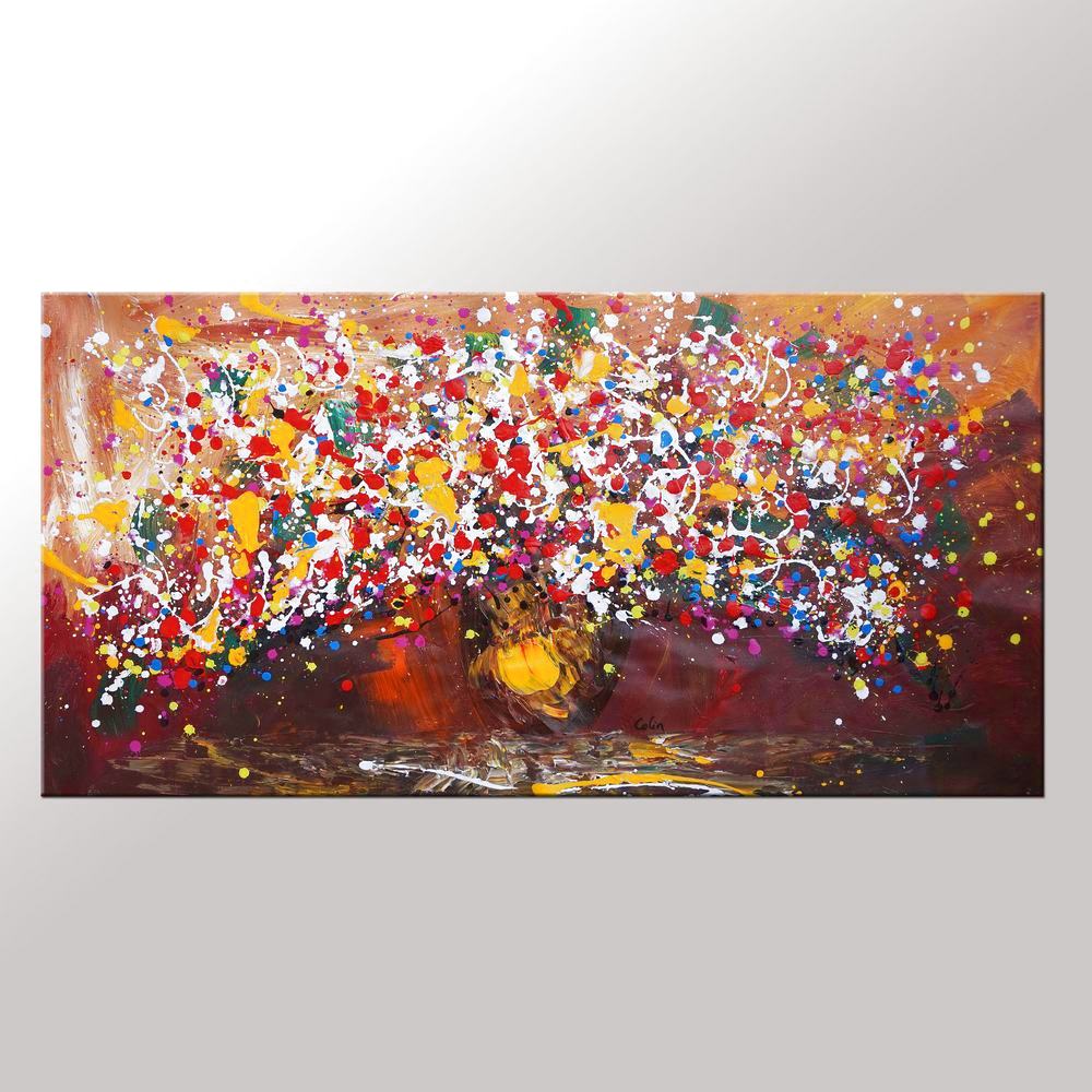 Sill Life Art, Bedroom Art, Flower Painting, Large Art, Canvas Art, Wall Art, Canvas Artwork, Canvas Painting, 423-artworkcanvas