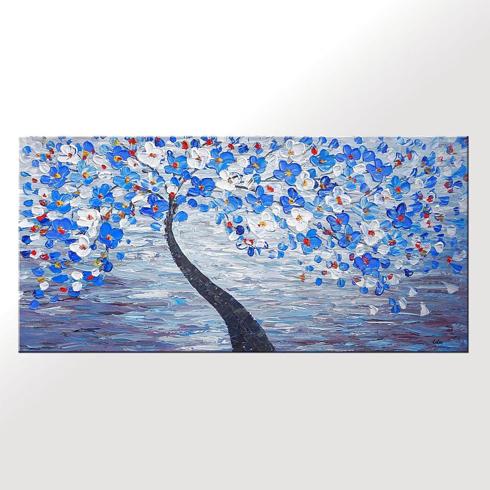 Flower Tree Painting, Sill Life Art, Bedroom Art, Large Art, Canvas Art, Wall Art, Canvas Artwork, Canvas Painting, 424-artworkcanvas