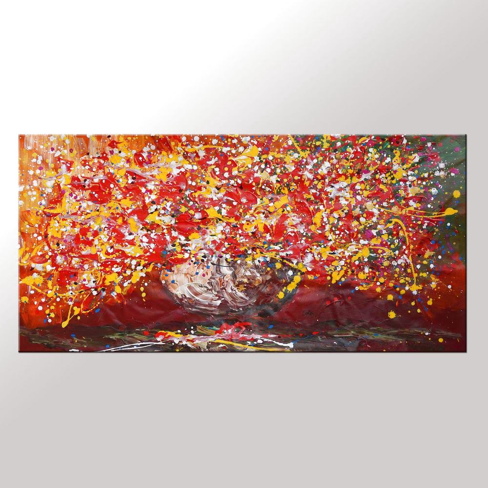 Sill Life Art, Flower Painting, Kitchen Wall Art, Large Painting, Canvas Art, Wall Art, Bedroom Artwork, Canvas Painting, 428-artworkcanvas