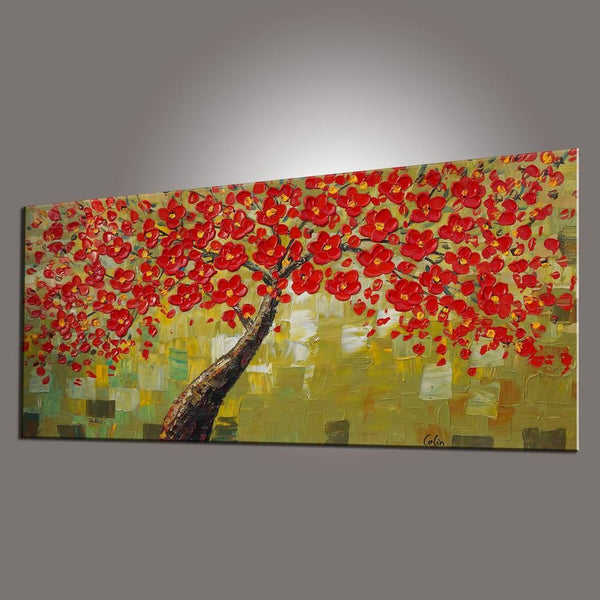 Flower Tree Painting, Floral Painting, Bedroom Wall Art, Abstract Painting, Large Art, Canvas Art, Wall Art, Canvas Painting, 438-artworkcanvas