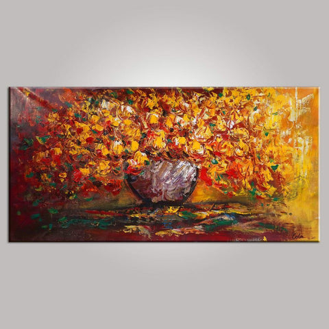 Flower Painting, Floral Painting, Dining Room Wall Art, Abstract Painting, Large Art, Canvas Art, Wall Art, Canvas Painting, 439-artworkcanvas