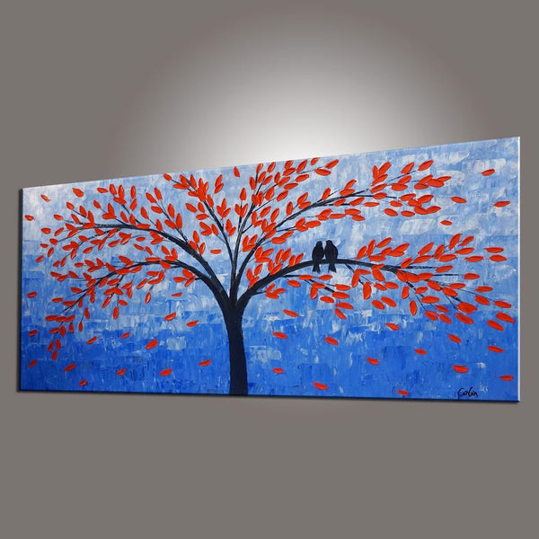 Singing Birds Painting, Bedroom Wall Art, Tree Painting, Abstract Painting, Abstract Art, Canvas Art, Wall Art, Original Painting, 441-artworkcanvas