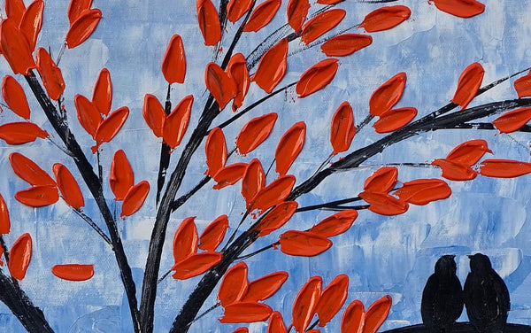 Singing Birds Painting, Bedroom Wall Art, Tree Painting, Abstract Painting, Abstract Art, Canvas Art, Wall Art, Original Painting, 441-artworkcanvas