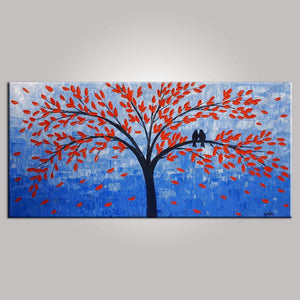Singing Birds Painting, Bedroom Wall Art, Tree Painting, Abstract Painting, Abstract Art, Canvas Art, Wall Art, Original Painting, 441-artworkcanvas