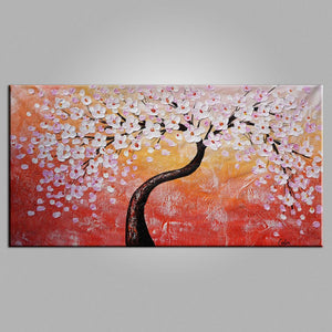 Original Painting, Flower Tree Painting, Heavy Texture Art, Original Art, Abstract Painting-artworkcanvas