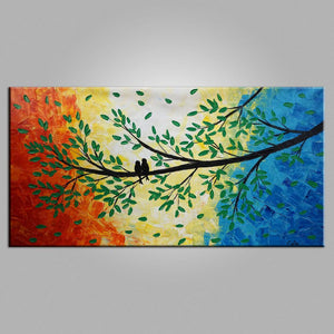 Canvas Art, Original Wall Art, Love Birds Painting, Original Painting, Wedding Gift, Wall Art, Bedroom Artwork, Canvas Painting, 461-artworkcanvas