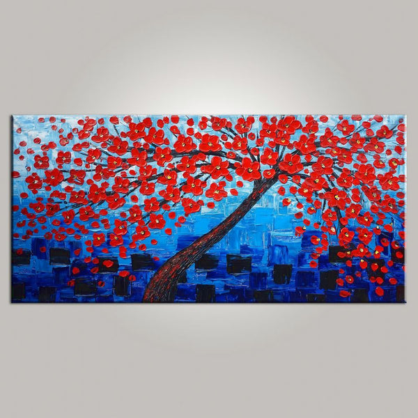 Dining Room Wall Art, Tree Painting, Flower Painting, Abstract Painting, Large Art, Canvas Art, Wall Art, Abstract Art, Canvas Painting, 473-artworkcanvas