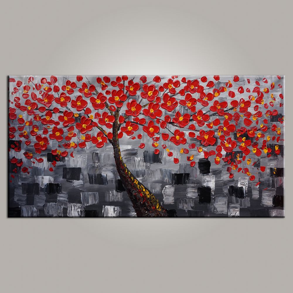 Abstract Art, Tree Painting, Flower Painting, Livingroom Wall Art, Abstract Painting, Large Art, Canvas Art, Abstract Art, Heavy Texture Art, 475-artworkcanvas