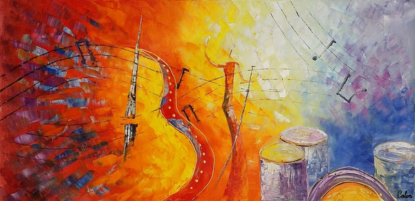 Violin Music Painting, Canvas Painting, Abstract Art, Art Painting, Abstract Painting-artworkcanvas