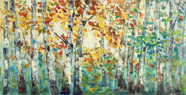 Autumn Tree Landscape Painting, Landscape Painting for Sale, Autumn Paintings, Living Room Wall Art Paintings, Custom Original Painting-artworkcanvas