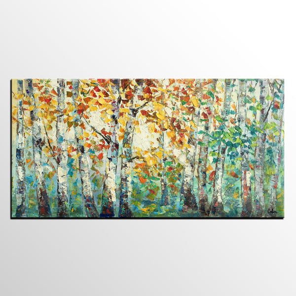 Autumn Tree Landscape Painting, Landscape Painting for Sale, Autumn Paintings, Living Room Wall Art Paintings, Custom Original Painting-artworkcanvas