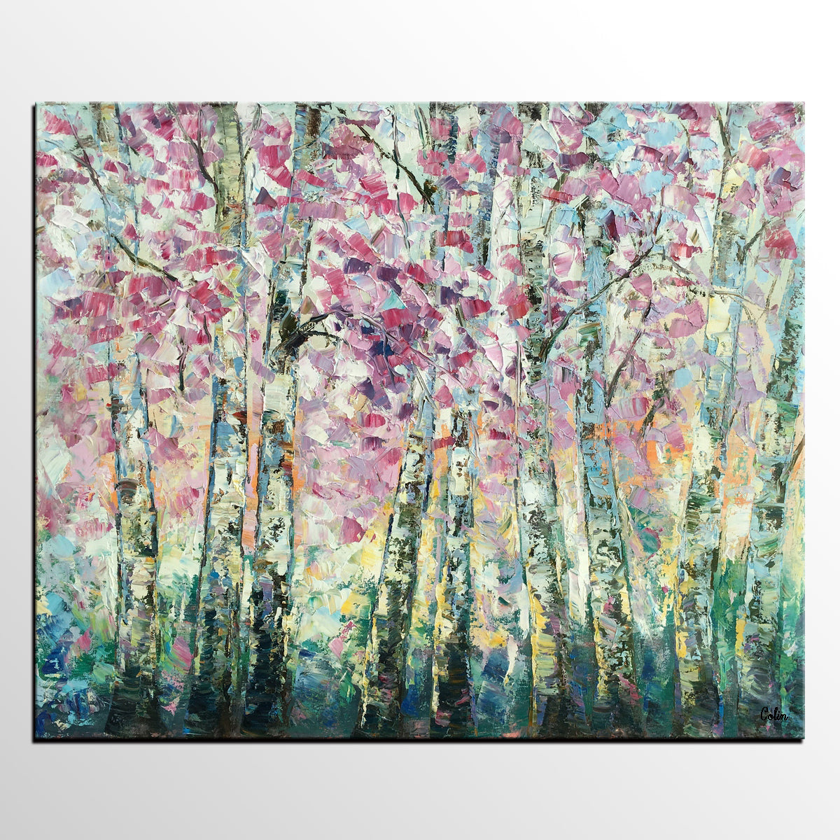 Landscape Oil Paintings, Autumn Tree Painting, Oil Painting on Canvas, Custom Original Painting for Sale-artworkcanvas