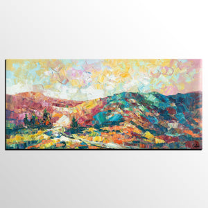 Canvas Painting, Mountain Landscape Painting, Large Canvas Art, Custom Extra Large Wall Art-artworkcanvas