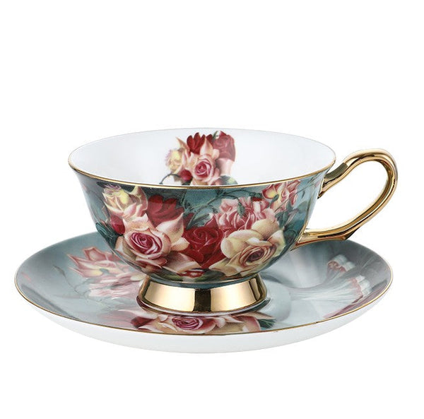 Large Rose Royal Ceramic Cups, Afternoon Bone China Porcelain Tea Cup Set, Unique Tea Cups and Saucers in Gift Box, Elegant Flower Ceramic Coffee Cups-artworkcanvas