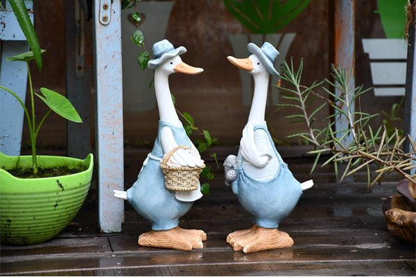 Duck Couple Statue for Garden, Animal Statue for Garden Courtyard Ornament, Villa Outdoor Decor Gardening Ideas-artworkcanvas