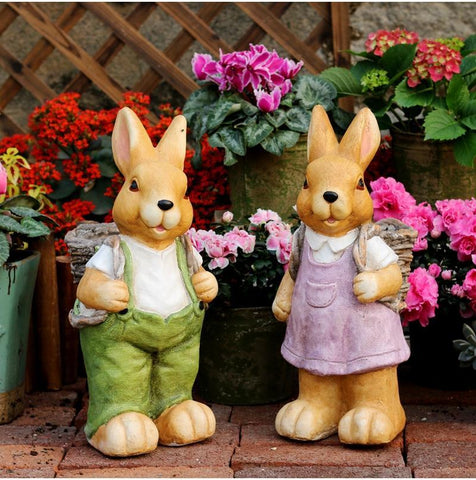 Garden Animal Statues, Large Garden Statues, Large Rabbit Statue for Garden, Bunny Flower Pot, Garden Ornament, Gardening Decoration Ideas-artworkcanvas
