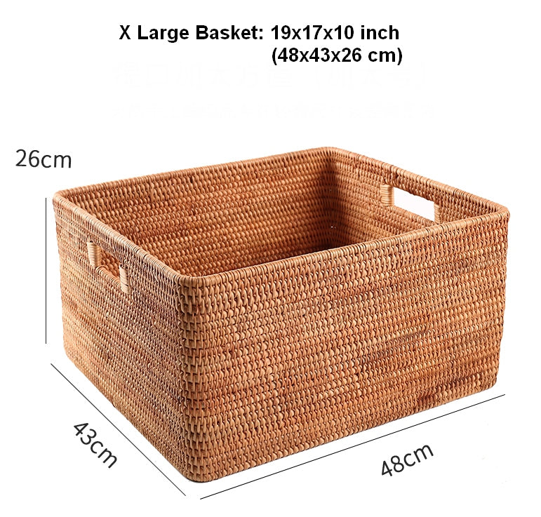 Woven Basket with Handle, Vietnam Traditional Handmade Rattan